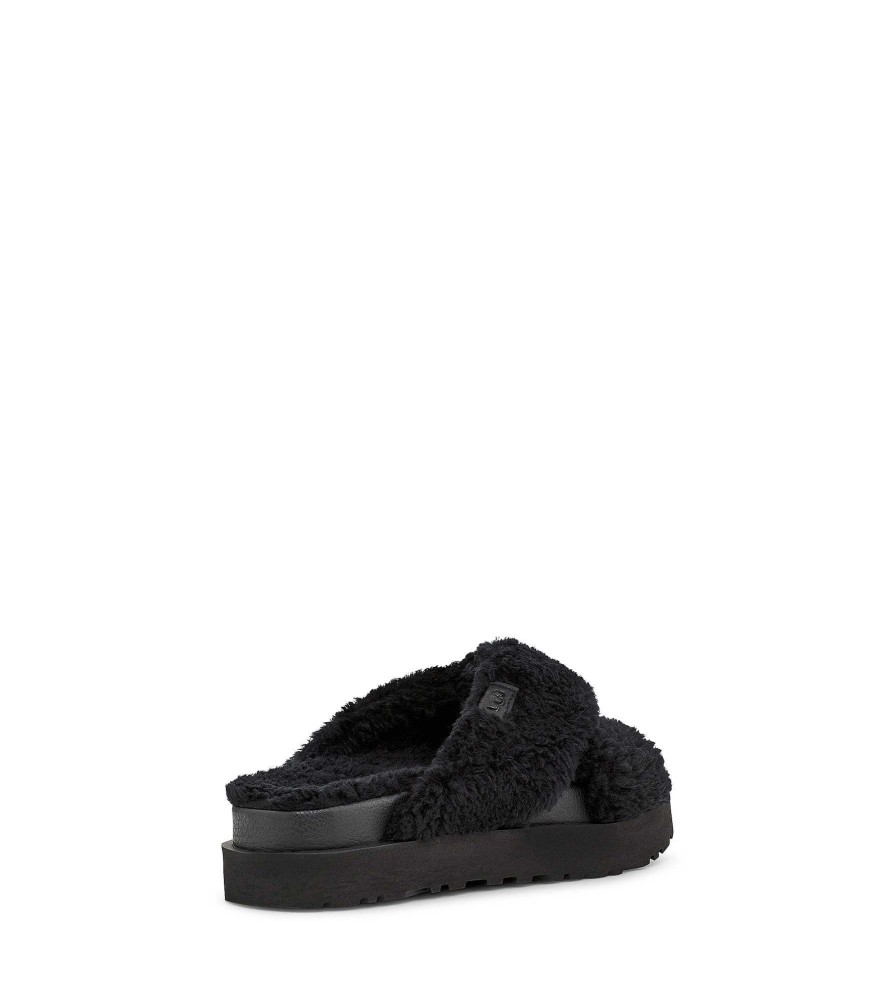 Damen UGG | Fuzz Sugar Cross Slide Schwarz