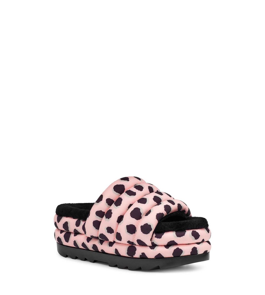 Damen UGG Sandalen & Pantoletten | Maxi-Slide mit Geparden-Print Rosa Jakobsmuschel