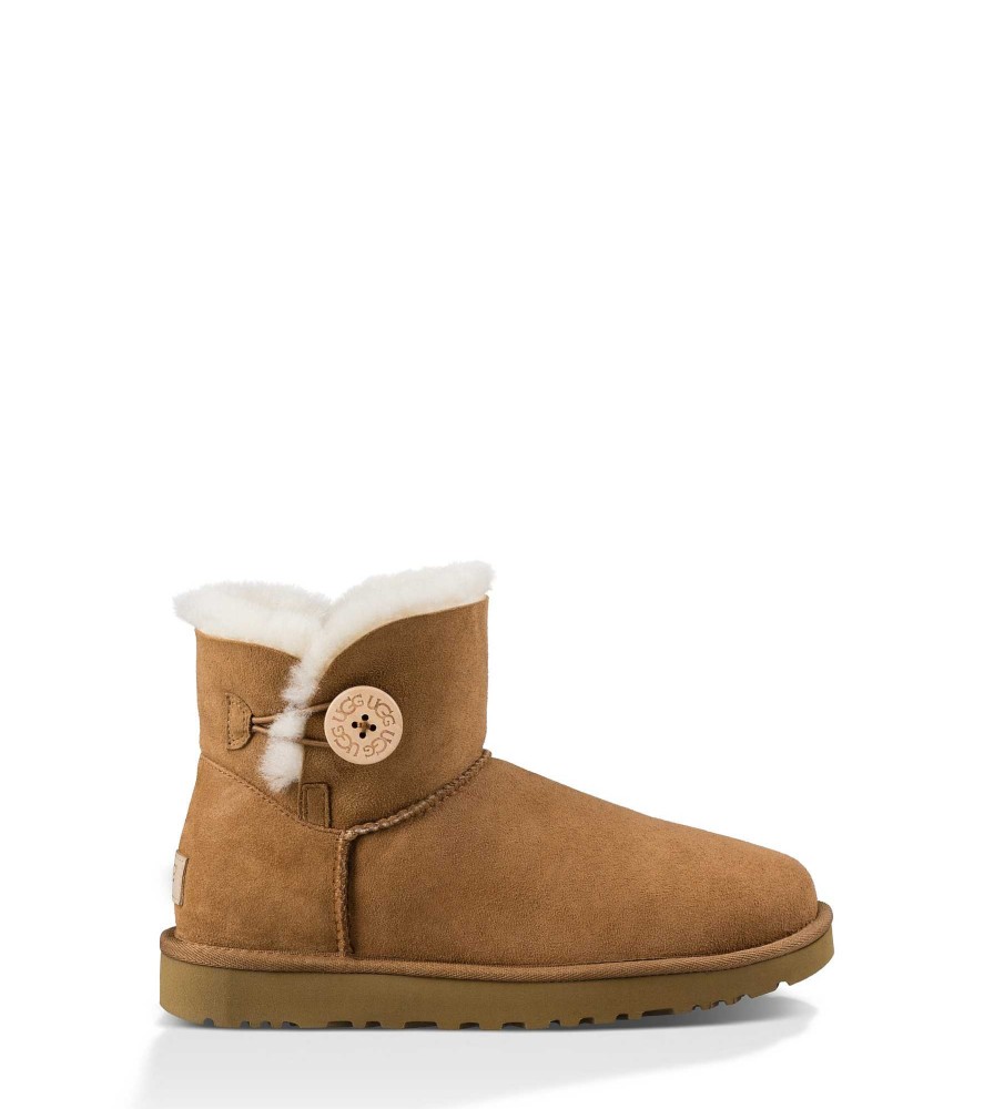 Damen UGG Klassische Stiefel | Mini Bailey Button Ii, Ugg Kastanie