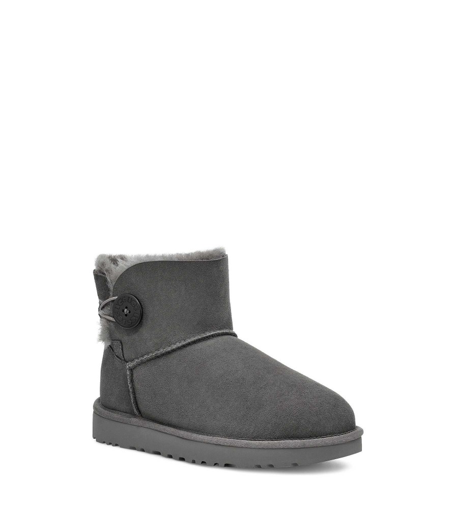 Damen UGG Klassische Stiefel | Mini Bailey Button Ii Grau