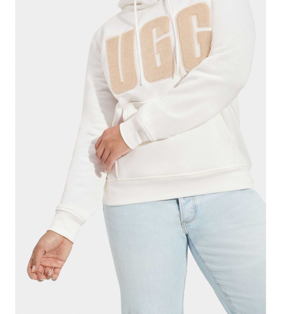 Damen UGG RTW-Kollektion | Rey Uggfluff Logo Kapuzenpullover Nimbus / Sand