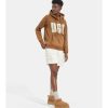 Damen UGG RTW-Kollektion | Rey Uggfluff Logo Kapuzenpullover Kastanie / Gips